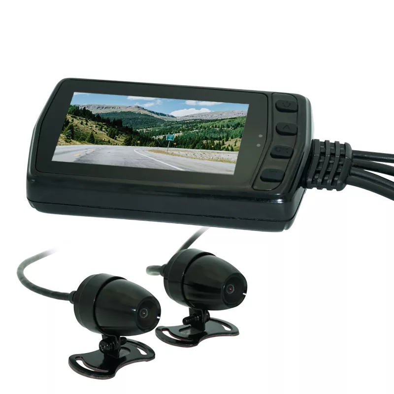 Dual-Lens Motorcykel Dash Cam med parkeringsovervågning